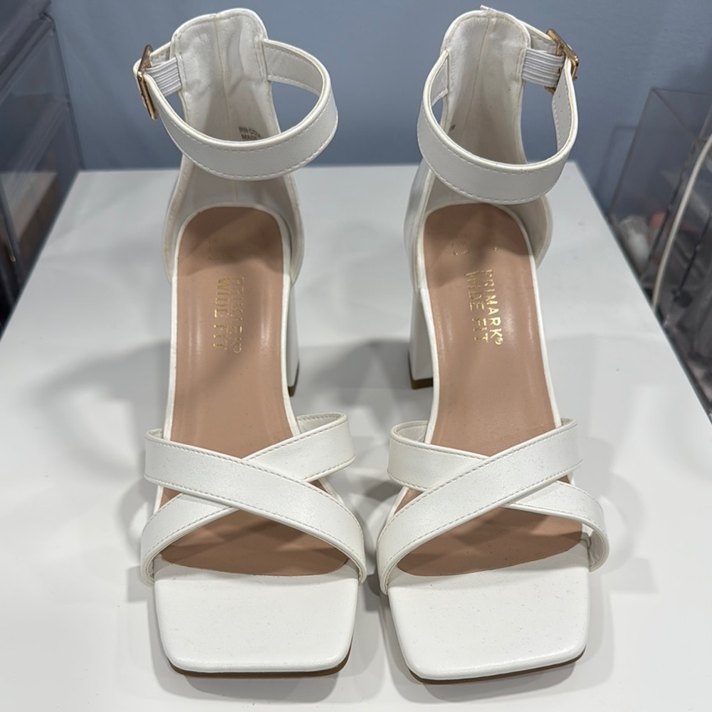 Elegant White Ankle Strap Heels